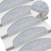 Tappetini per scale 10 pz 65x24x4 cm Grigio chiaro Semicircolari Grandi 149757
