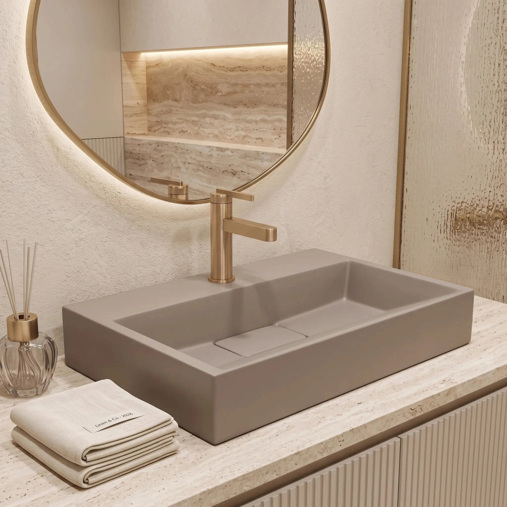 Lavabo In Conglomerato Rea Goya Taupe 60cm