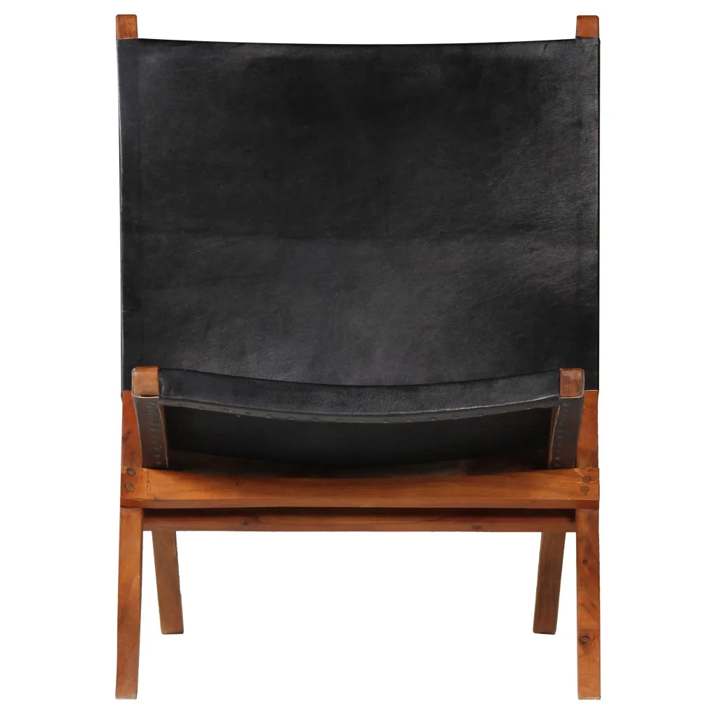 Sedia pieghevole in vera pelle nera 246364