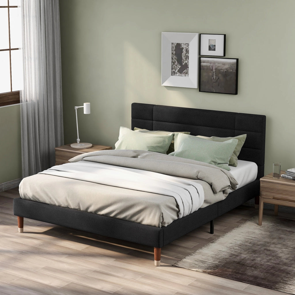 Letto imbottito 140x200 cm con materasso nero