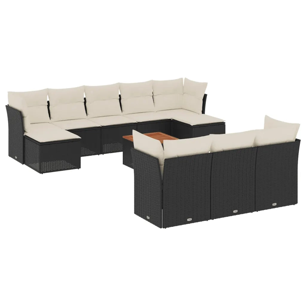 Set Divani da Giardino 11 pz con Cuscini in Polyrattan Nero 3223879