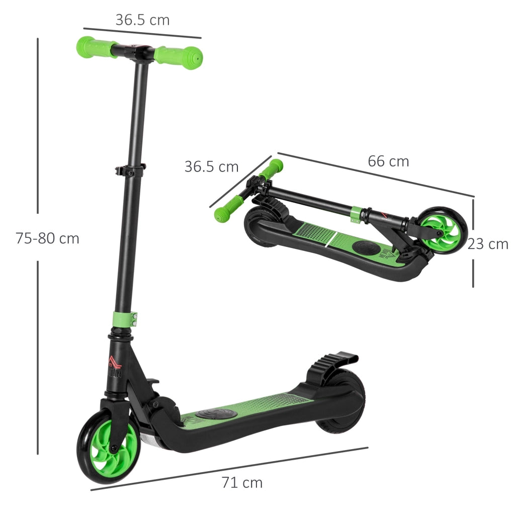 Monopattino Elettrico Pieghevole per Bambini Altezza Regolabile 75-80 cm Nero e Verde