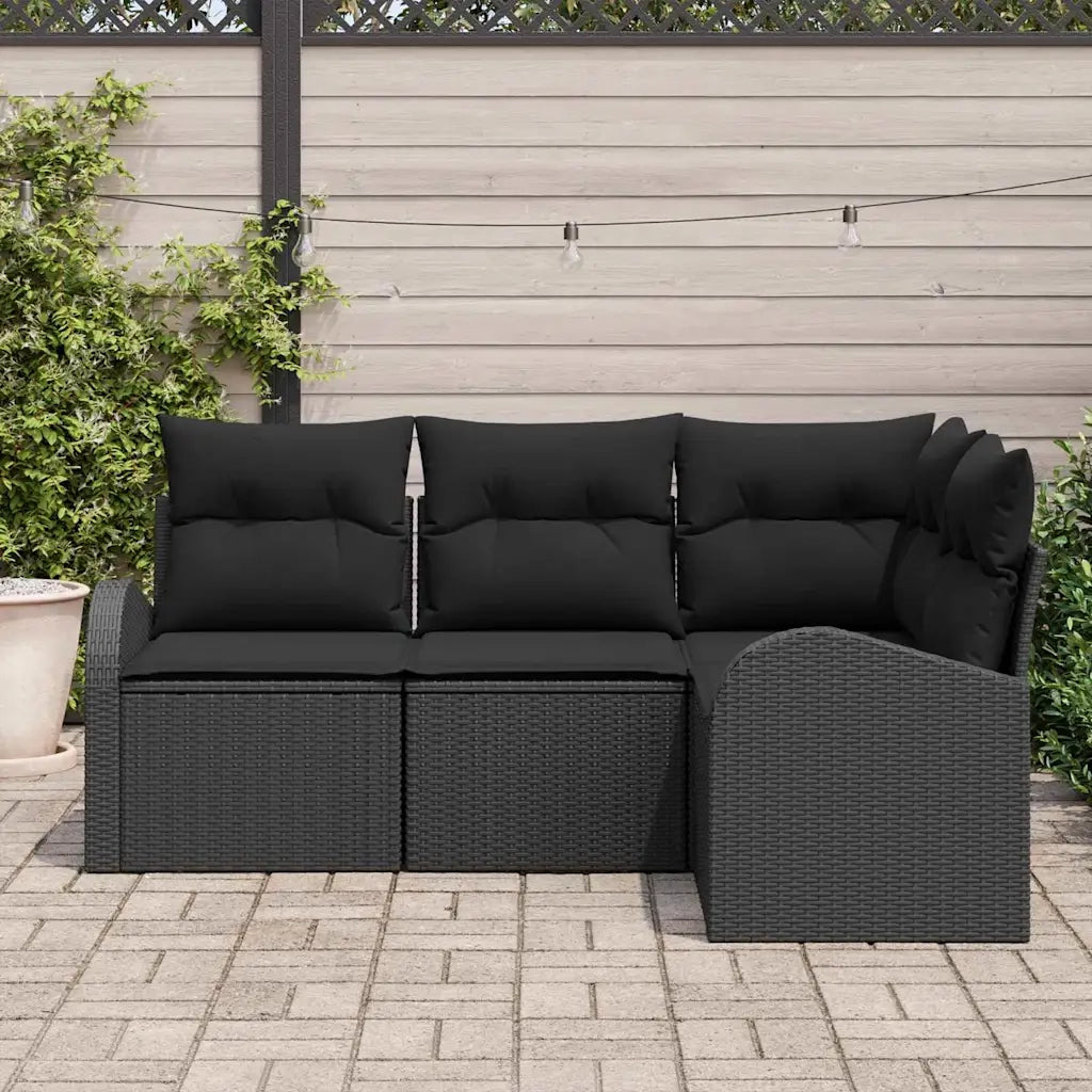 Set Divano da Giardino 4 pcs Nero polyrattan 3346023