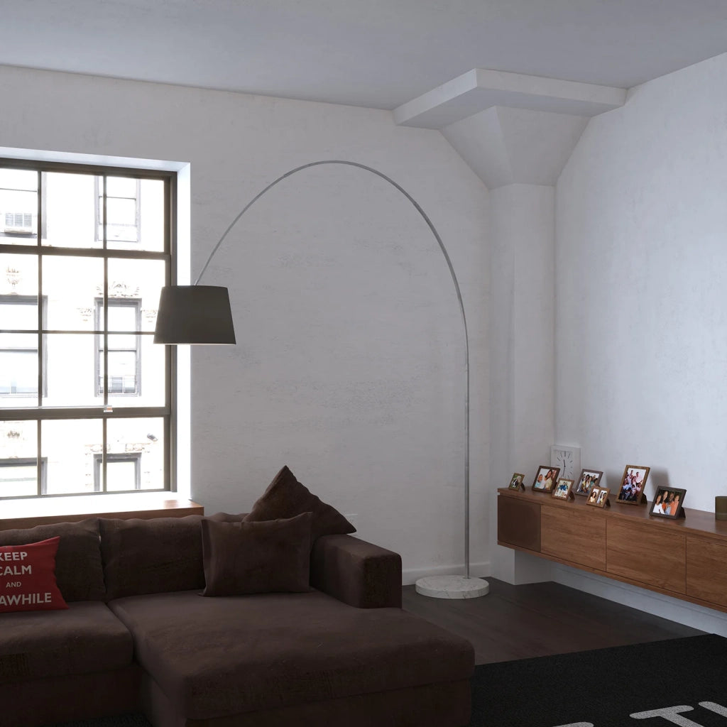 Piantana Contemporanea Turning Marmo Bianco Diffusore Nero 1 Luce E27