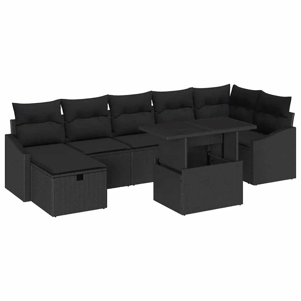 Set Divano da Giardino 8 pcs Nero polyrattan 3361182