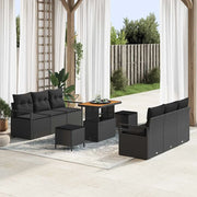 Set Divano da Giardino con archiviazione 9 pcs Nero Poly Rattan 3364429