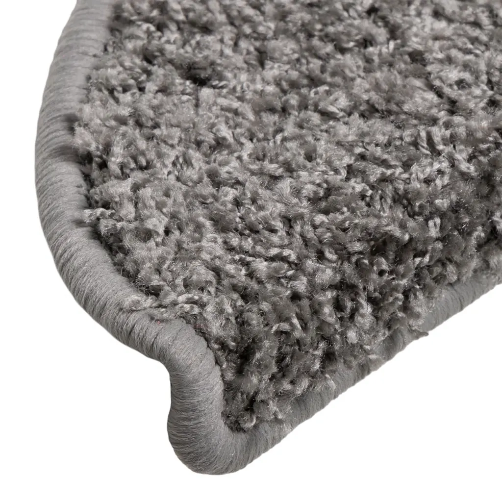 Tappetini per scale 15 pz 56x17x3 cm Grigio Semicircolari 133892