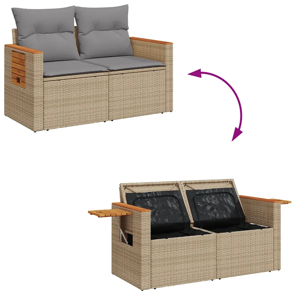Set Divani da Giardino 7 pz con Cuscini Beige Polyrattan Acacia 3327622
