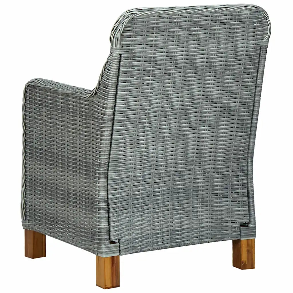 Set Pranzo da Giardino 7pz con Cuscini Polyrattan Grigio Chiaro 3060171