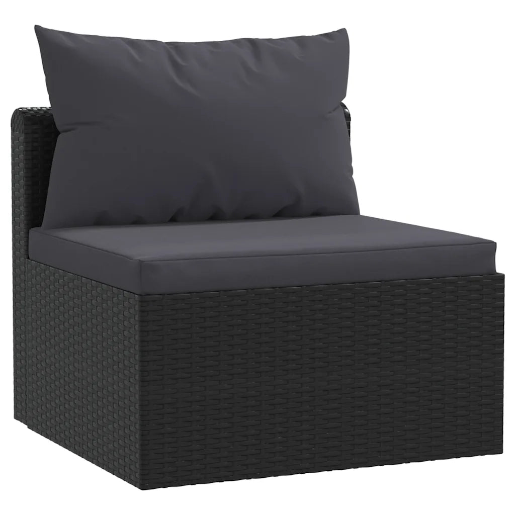 Set Divani da Giardino 7 pz con Cuscini in Polyrattan Nero 46552