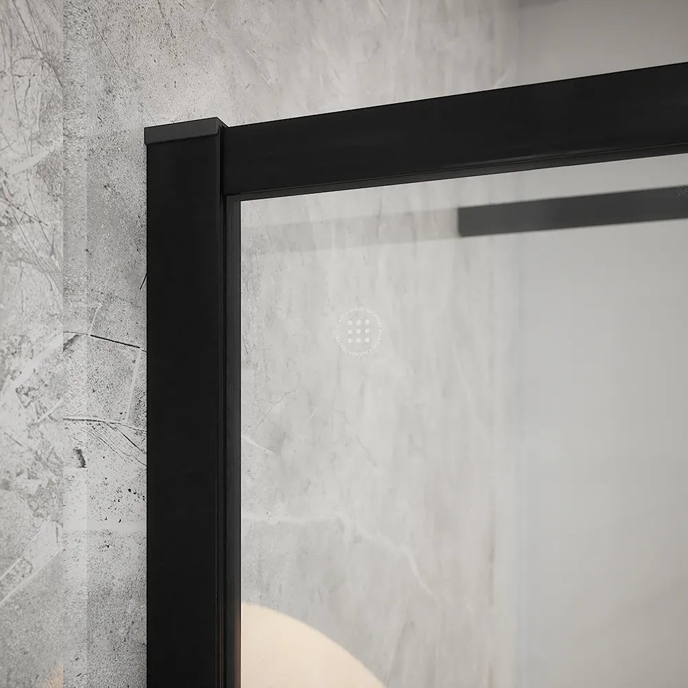 Doccia walk-in full frame 110 cm vetro trasparente profili neri | Rodi