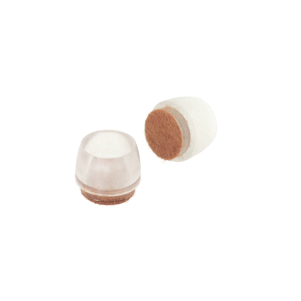 Puntali tondi PVC trasparente con feltro Ø 20 mm. - 8 pz.