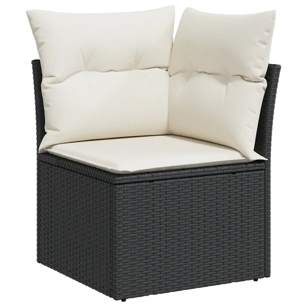 Set Divani da Giardino 14pz con Cuscini in Polyrattan Nero 3224817