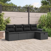 Set Divano da Giardino con cuscino 5 pcs Nero polyrattan 3358862