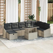 Set Divano da Giardino 9 pcs Grigio chiaro polyrattan 3361191