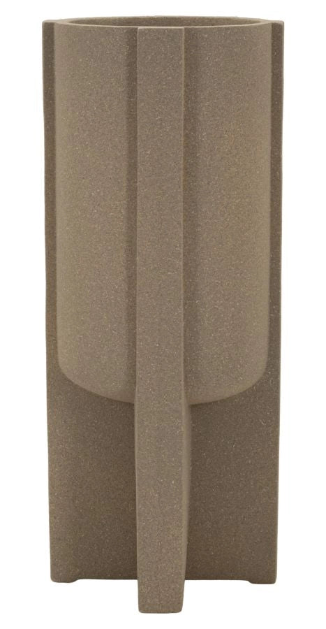 Porta Vaso da Esterno Moai Ø42x101 cm in Resina Marrone