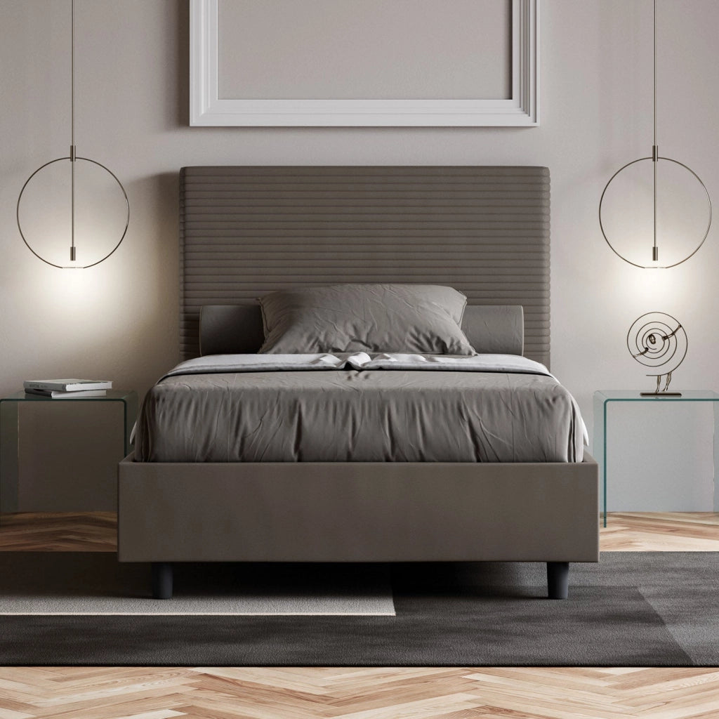 Letto Matrimoniale Large 170x210 cm con Rete Focus Cappuccino