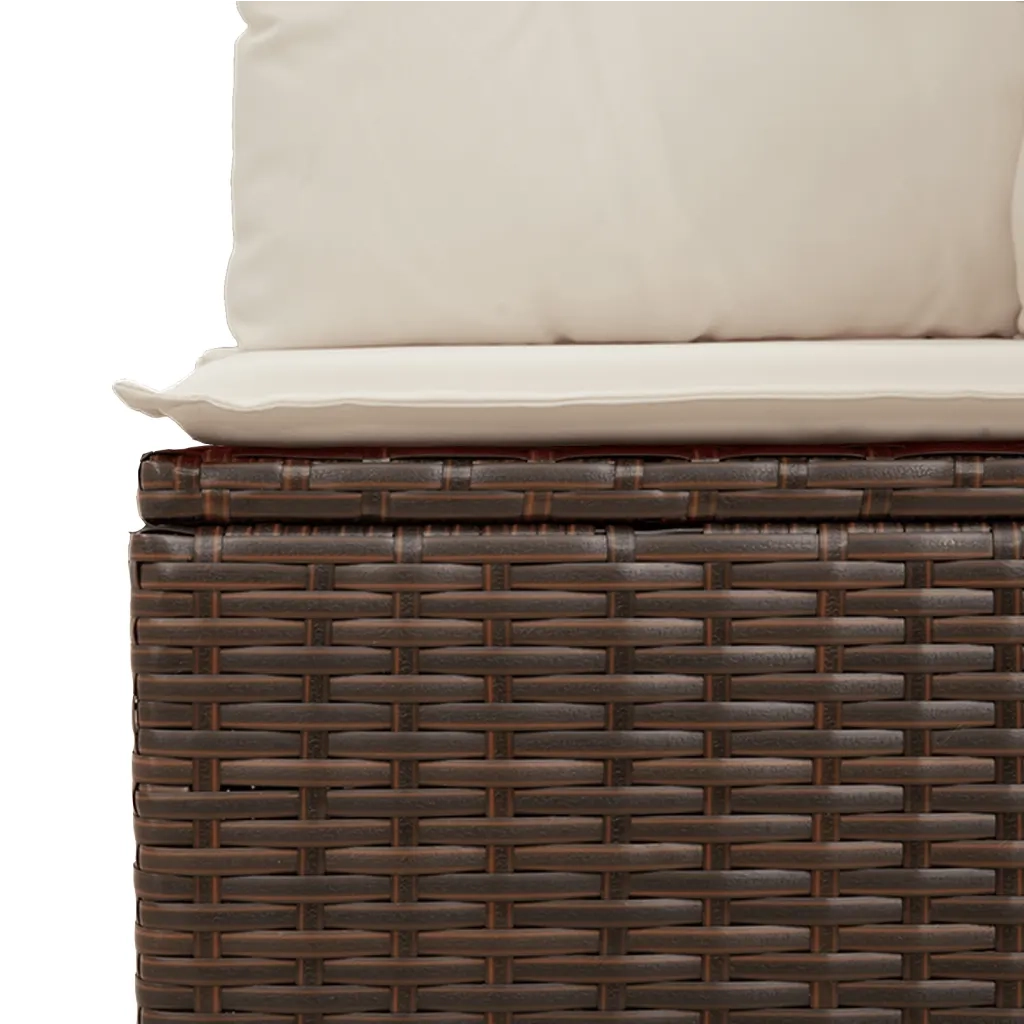 Divano Reclinabile da Giardino con Cuscini Marrone Polyrattan 368974