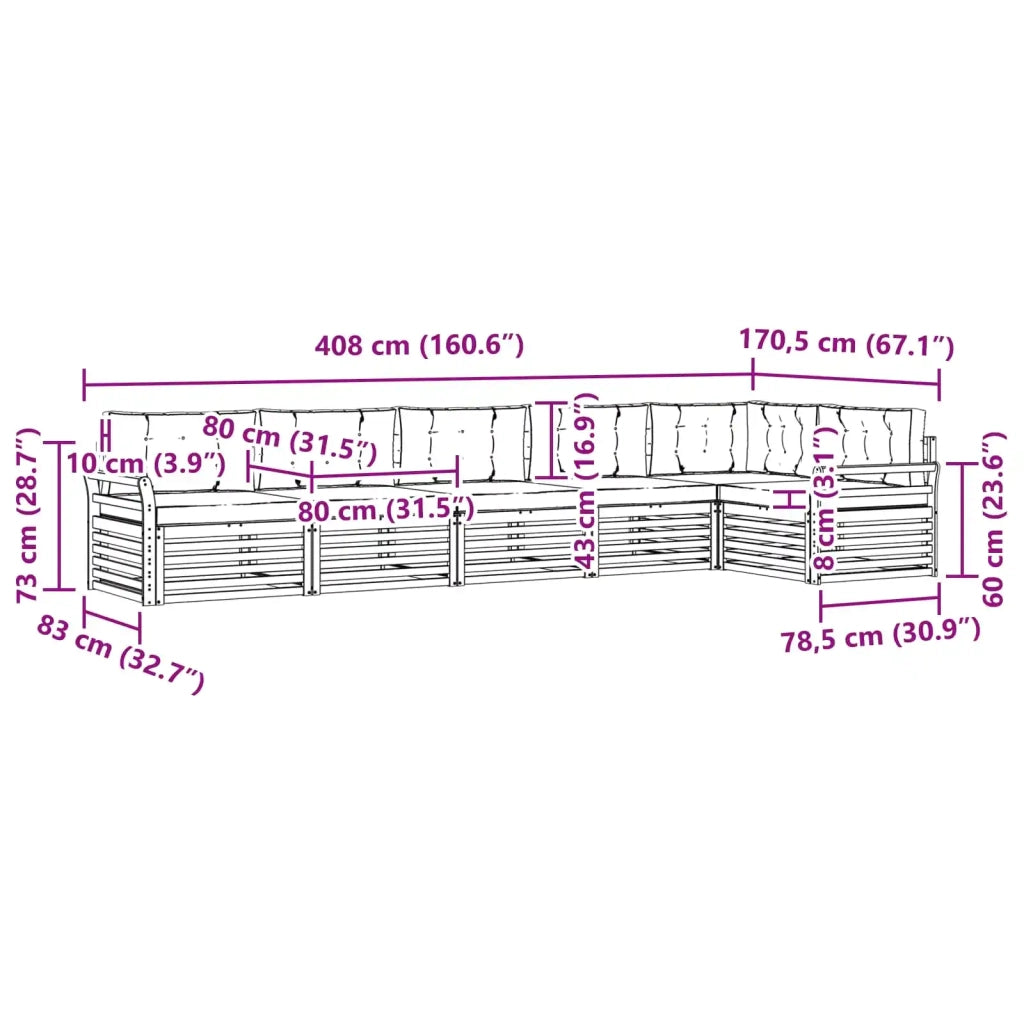 Set di divani da esterno 6 pz Bianco e Antracite Poliestere 3390567