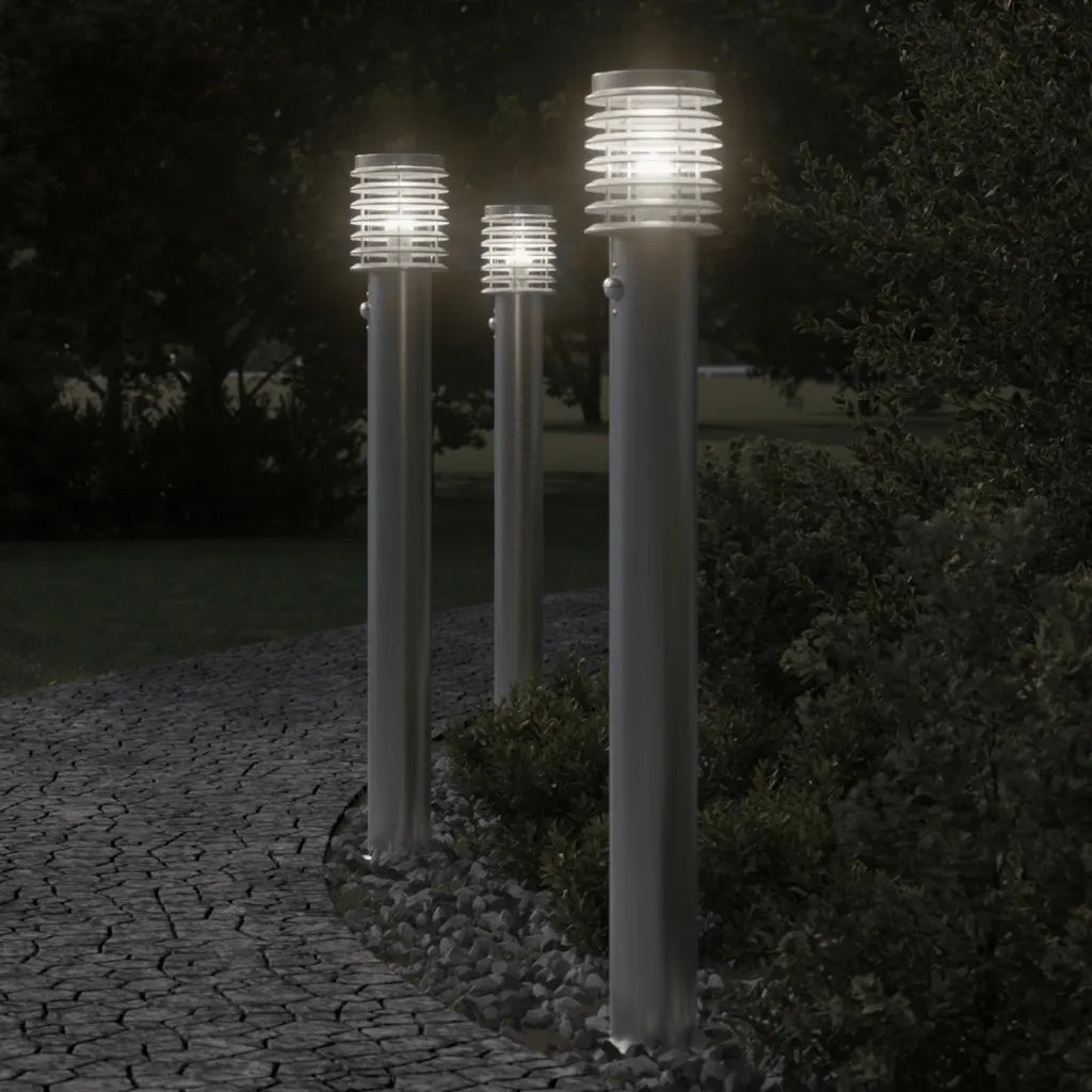 Lampada da Terra per Esterni Sensore Argento 110 cm in Acciaio CFW1256569