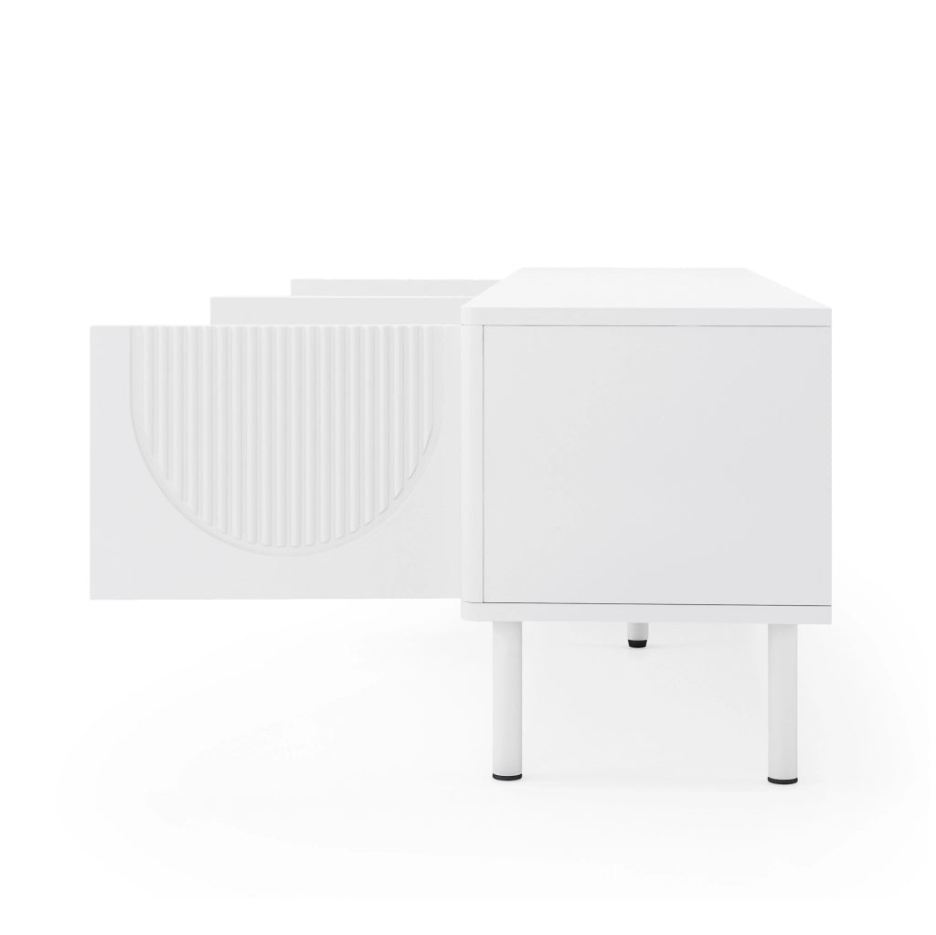 Mobile TV 180 cm con 4 vani e passacavi in MDF e truciolare bianco