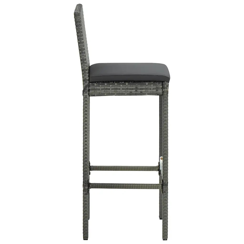 Set Bar da Giardino 5 pz con Cuscini in Polyrattan Grigio 3064797