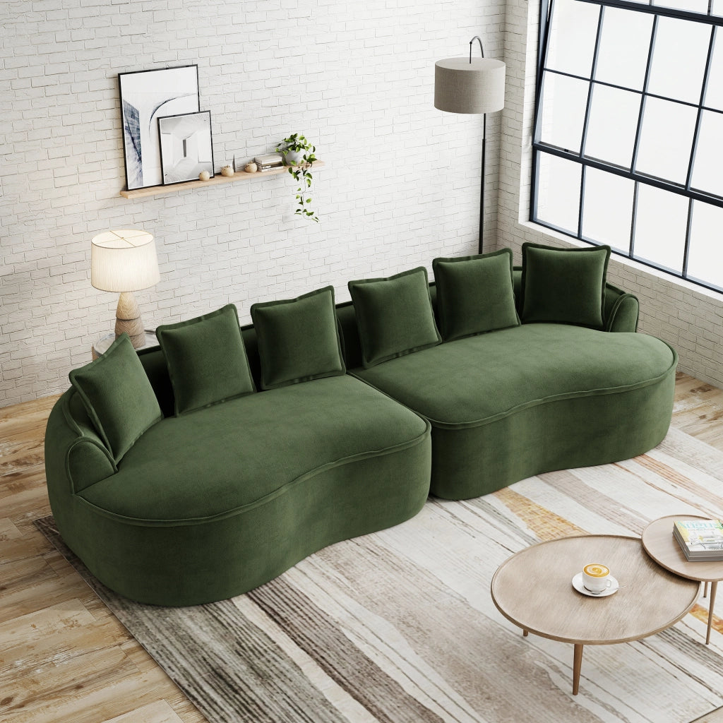 Divano 4 Posti in Tessuto Chenille con Cuscini ¨C MINIMAL ¨C Verde