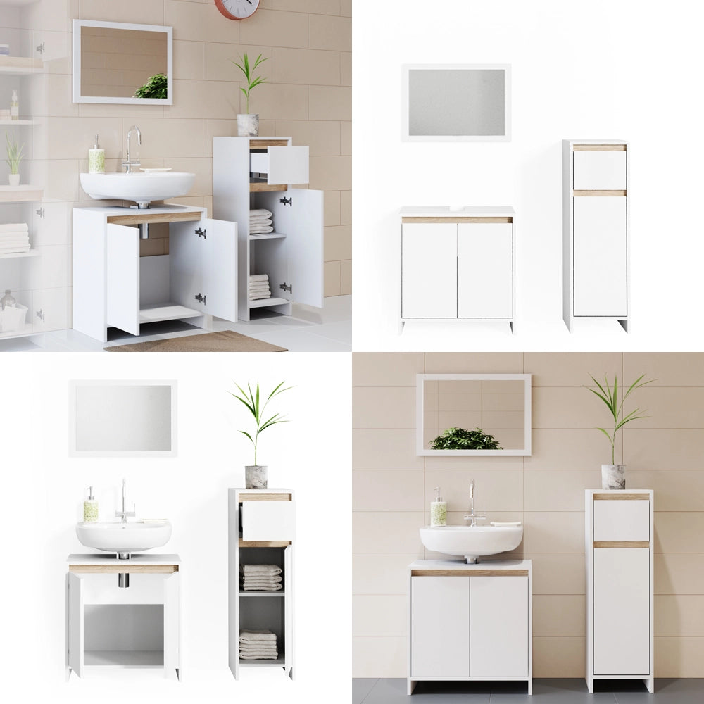 Vicco Set mobili bagno Bianco/Sonoma 3 parti