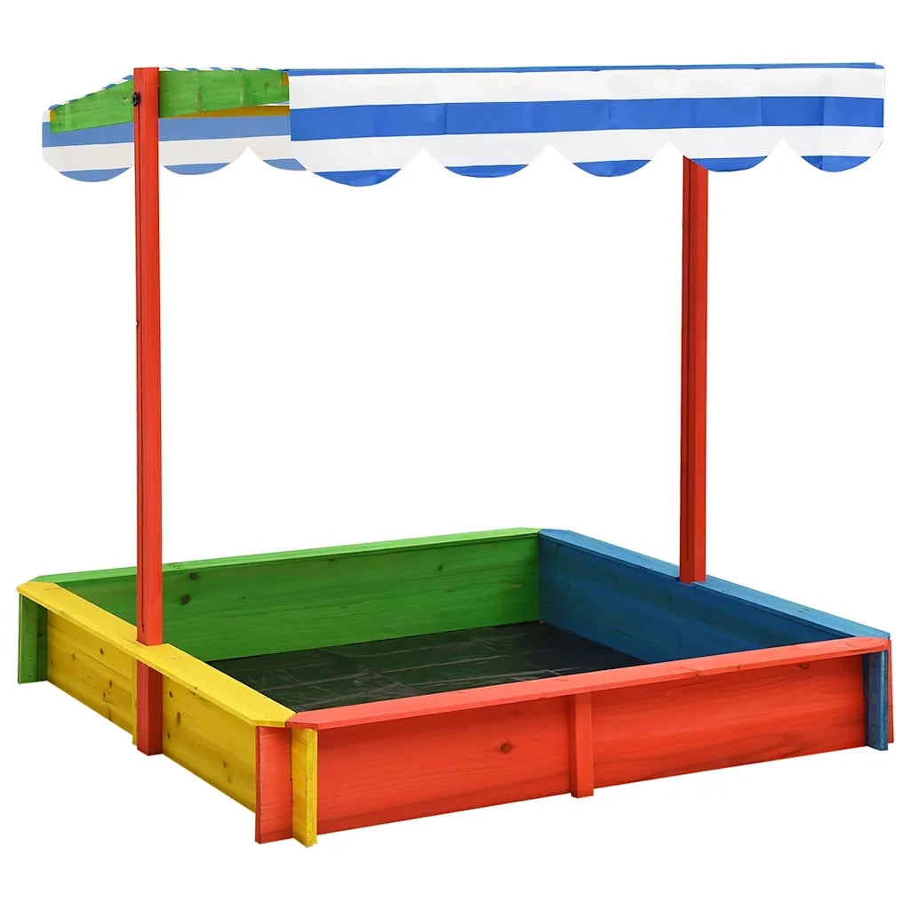 Sabbiera con Tetto Regolabile in Legno Abete Multicolore UV50 316475