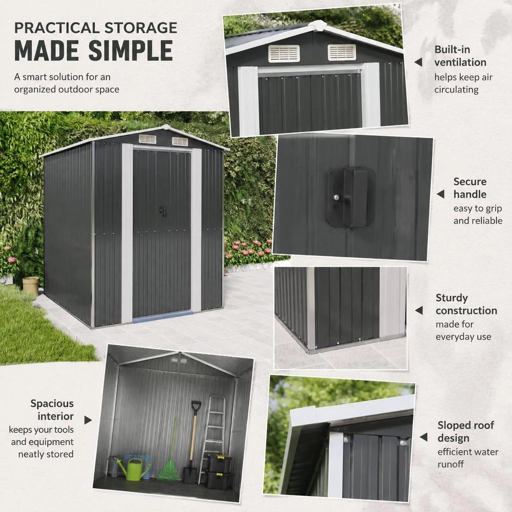 Garden Shed, Anthracite, 192x191x223 Cm, Galvanized Steel