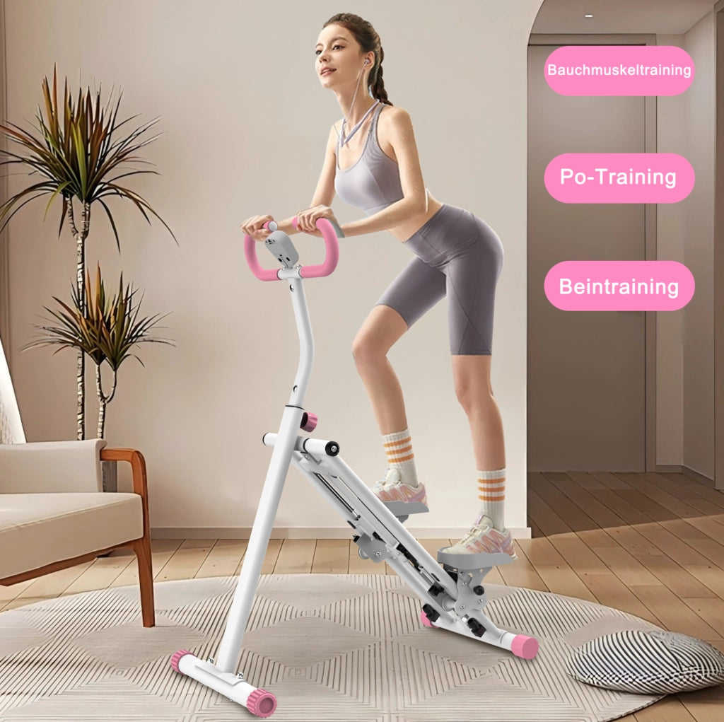 Stepper ULEVR pieghevole rosa con 3 livelli di resistenza, display, manubrio e pedali antiscivolo, portata 120 kg