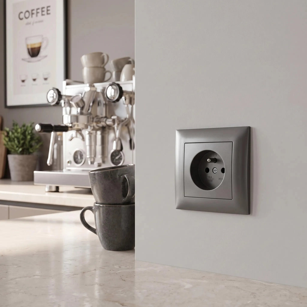 Presa Singola Con Messa A Terra E Placca Oste Jnh001-g Black
