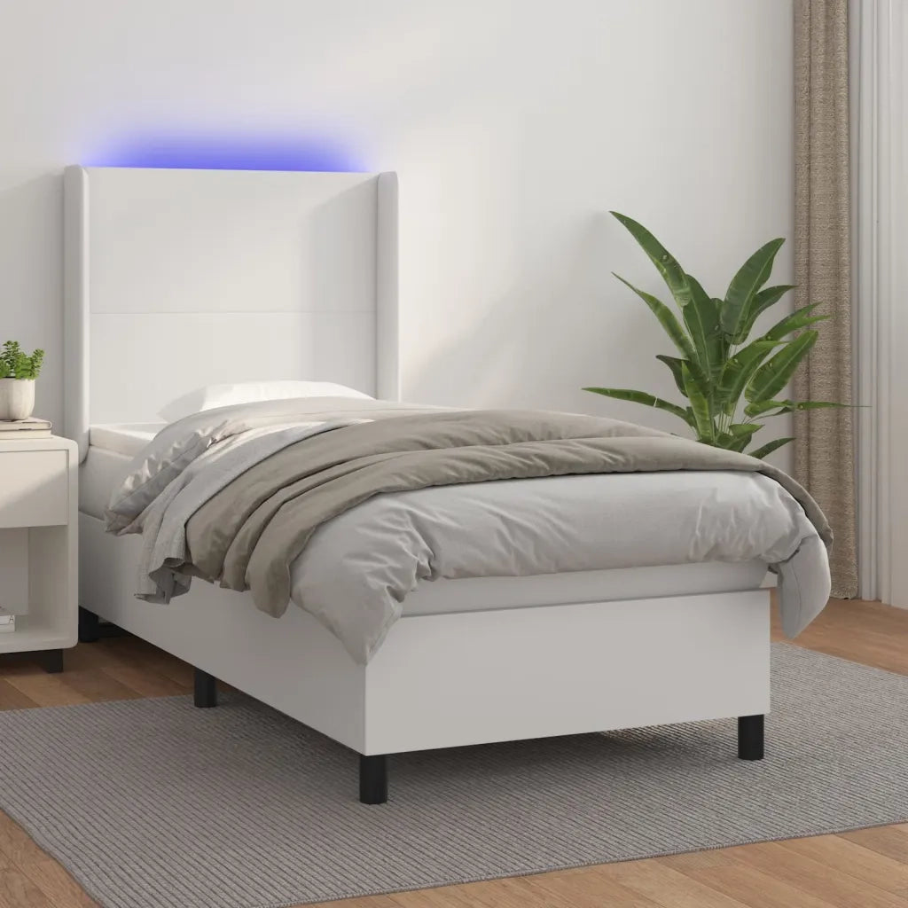 Giroletto Molle con Materasso e LED Bianco 90x200 cm Similpelle 3139242