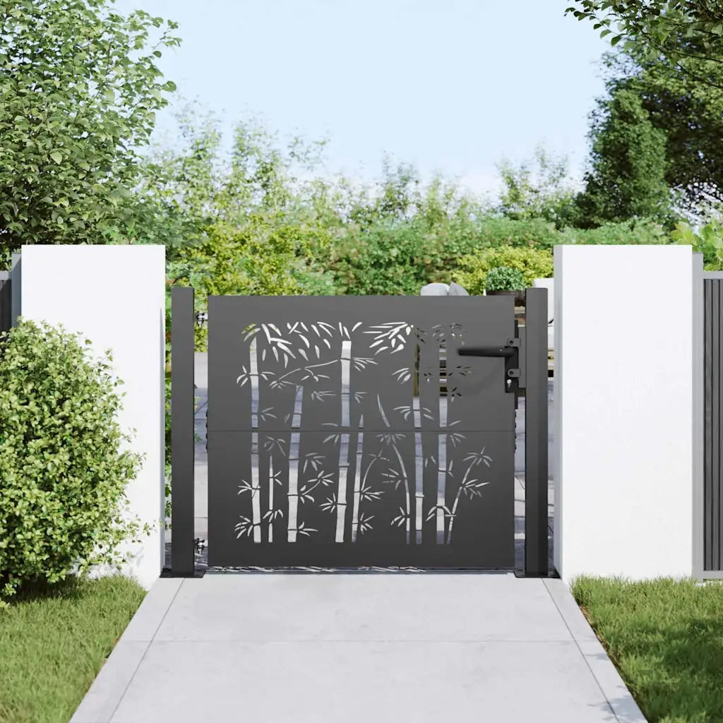 Cancello da giardino con blocco Nero 110 x 105 cm 42015894