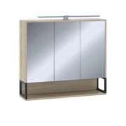 Vicco Mobile a specchio per il bagno Quercia/nero 80 x 71.5 cm con luce LED