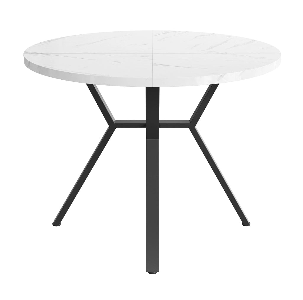 Set tavolo rotondo con 4 sedie MDF effetto marmo