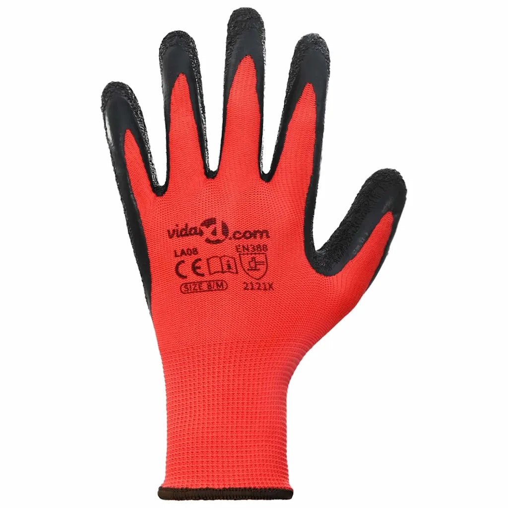 Guanti da Lavoro 24 pz Rosso e Nero 8 / m CFW6547126