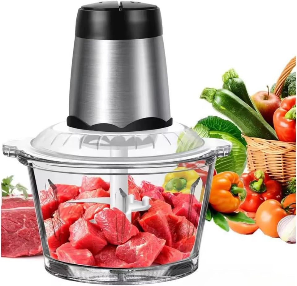 Tritatutto da Cucina Elettrico 500W – Frullatore con 4 Lame in Acciaio Inox, Robot da Cucina Multifunzione con Contenitore in Vetro 3L, Tritacarne e Verdure, Doppia Velocità