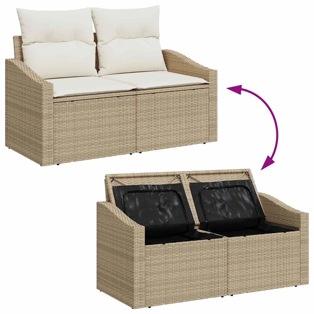 Set Divano da Giardino 3 pcs Beige e Bianco polyrattan 3355250