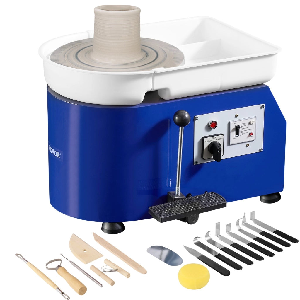 Tornio per Ceramica con Pedale 350W Ø 28cm Velocità 60-300 Giri/Min, Macchina per Argilla e Bricolage Fai da Te, Silenzioso e Facile da Usare