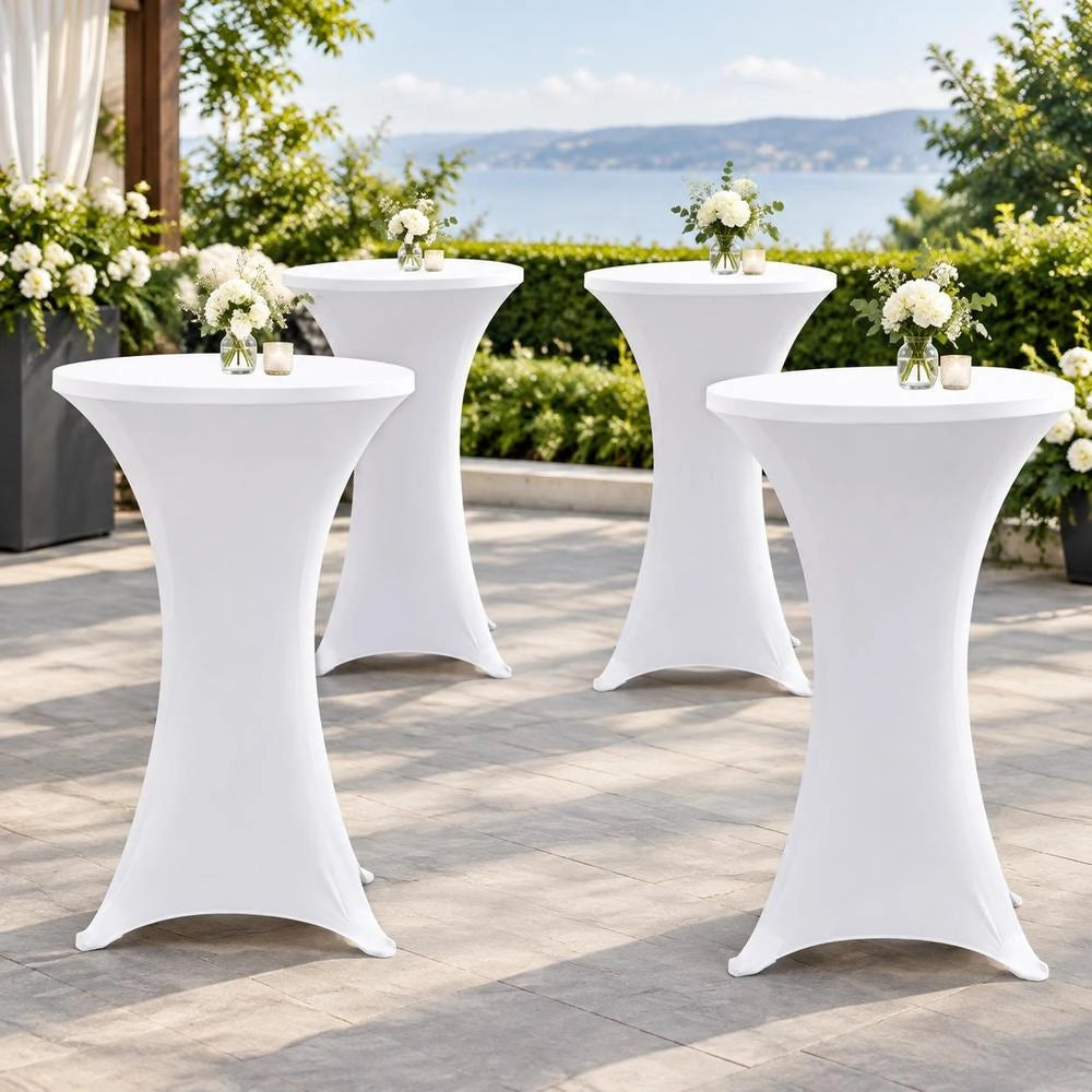 Standing Table Covers, 4 Pieces, 60 Cm, White Stretch