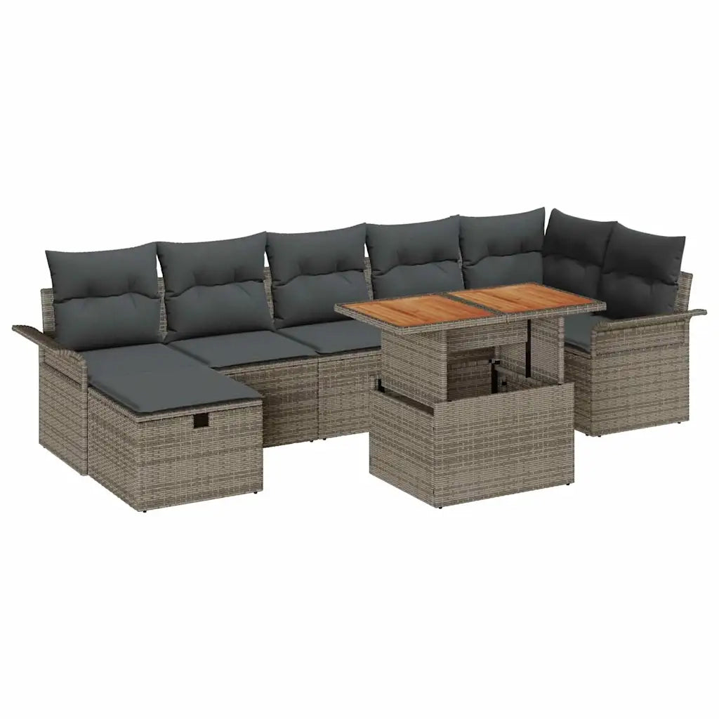 Set Divano da Giardino 8 pcs Grigio polyrattan 3361251