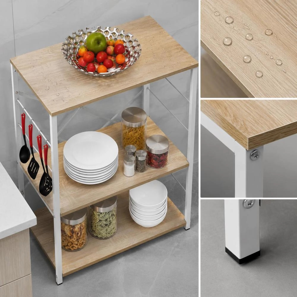 Microwave Shelf, White Oak, 60x39.6x79.5 Cm, Engineered Wood
