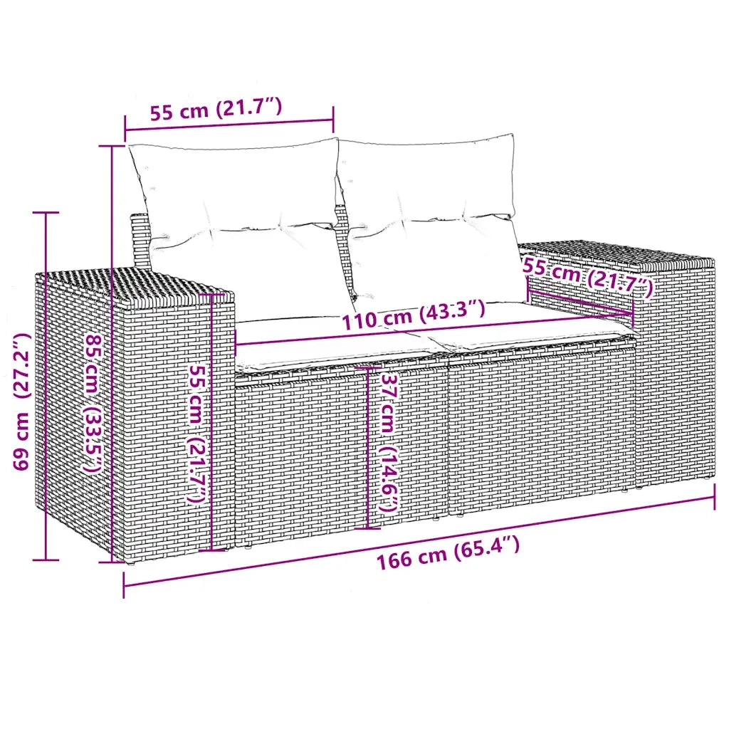 Set Divani da Giardino 11 pz con Cuscini in Polyrattan Nero 3223094