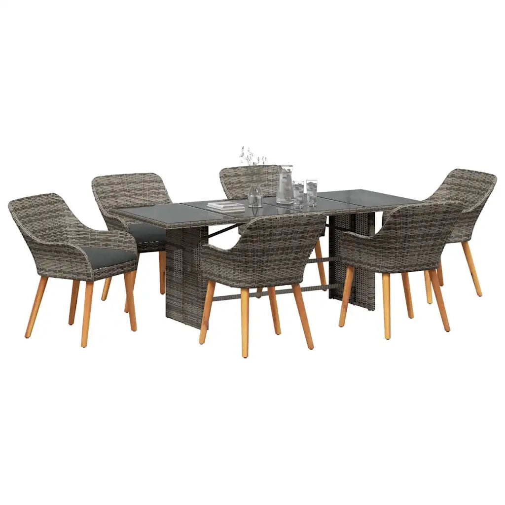 Set da Pranzo per Giardino con cuscino 7 pcs Grigio polyrattan 3261625