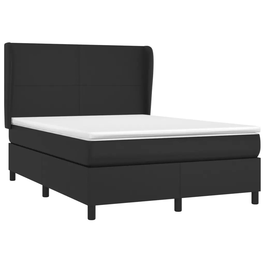 Giroletto a Molle con Materasso Nero 140x200 cm in Similpelle
