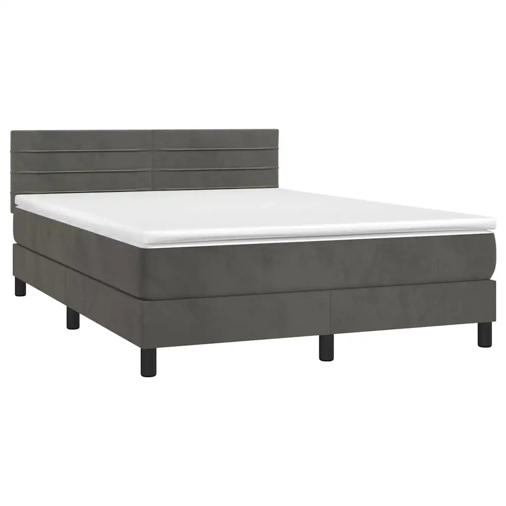 Letto a Molle con Materasso e LED Grigio Scuro 140x200 cm 3134466