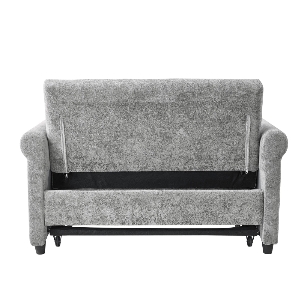 Divano letto 2 posti ¨C Minimal ¨C tessuto chenille beige con 2 cuscini