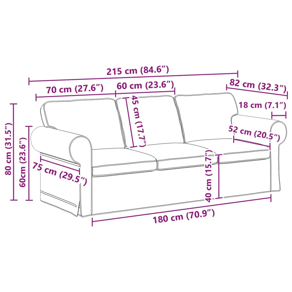 Divano Blu 215 x 82 x 80 cm Tessuto 42024319