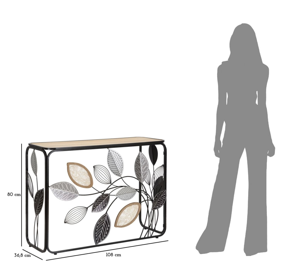 Console Autumn 108x36,8x80 cm in Ferro e MDF e Vetro Multicolor